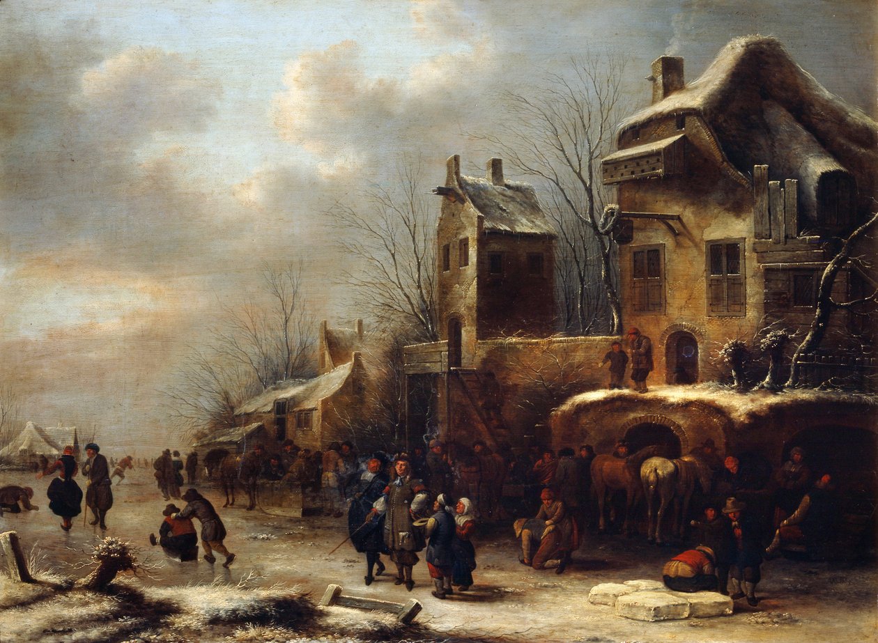 Korcsolyapálya a folyón, 1665 alkotó: Klaes Molenaer