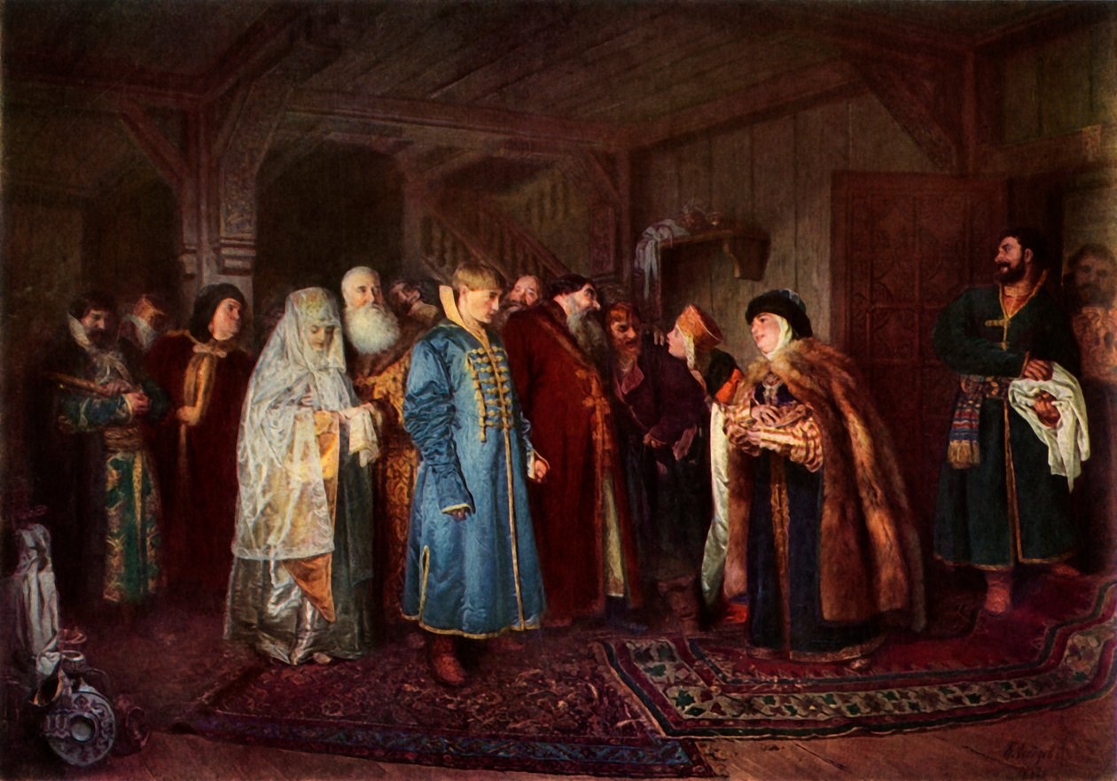 "Egy bojár esküvő", 1883, 1965. alkotó: Klavdi Vasilevich Lebedev