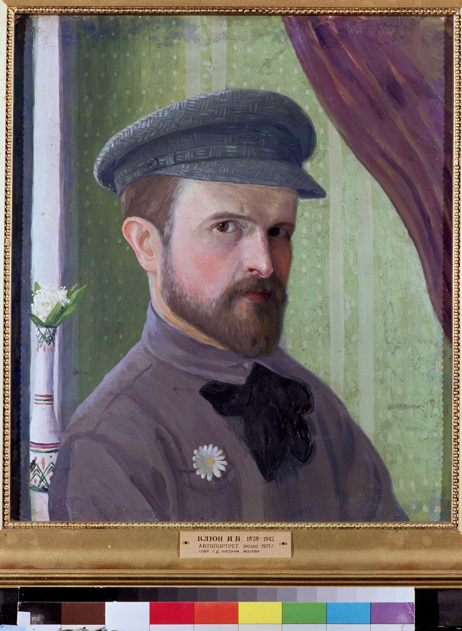 Önarckép. Ivan Vasziljevics Klyun (Kliun) (Ivan Klioune) (1873-1943) munkája, olaj, karton alkotó: Klyun Ivan (1873 1943)