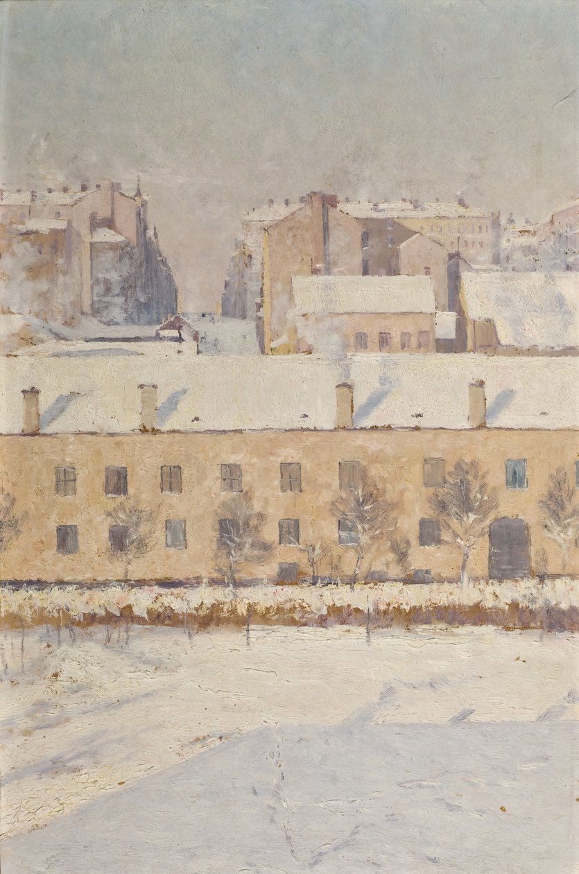 Téli jelenet. Motívum Dél-Stockholmból, 1886 (olaj, papír) alkotó: Knut Axel Lindman
