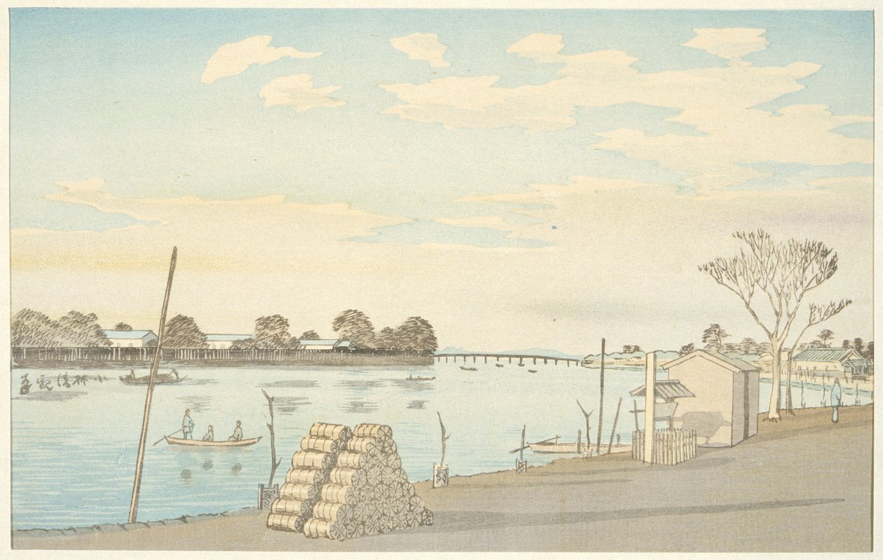 A Fuji-view komp, az Ōkawa-folyó alkotó: Kobayashi Kiyochika