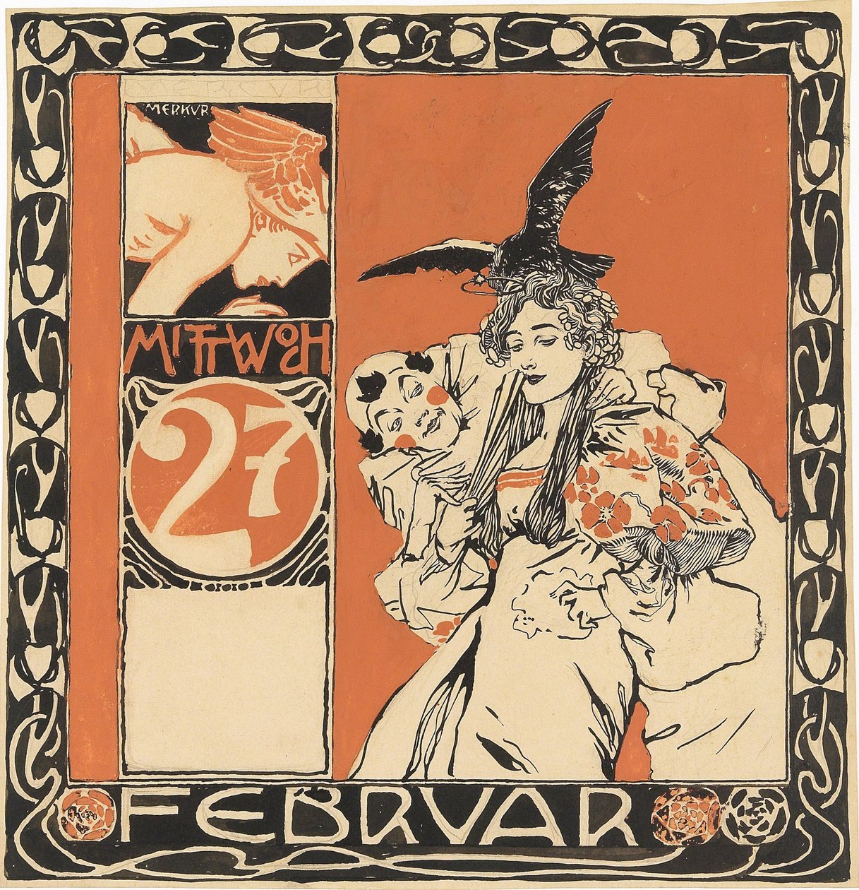 Naptárlap: február 27. szerda. alkotó: Koloman Moser