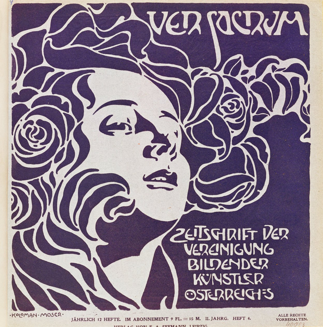 A Ver Sacrum, a szecessziós Sezession mozgalom művészeinek magazinja 1899-es 4. számának címlapja ... alkotó: Koloman Moser