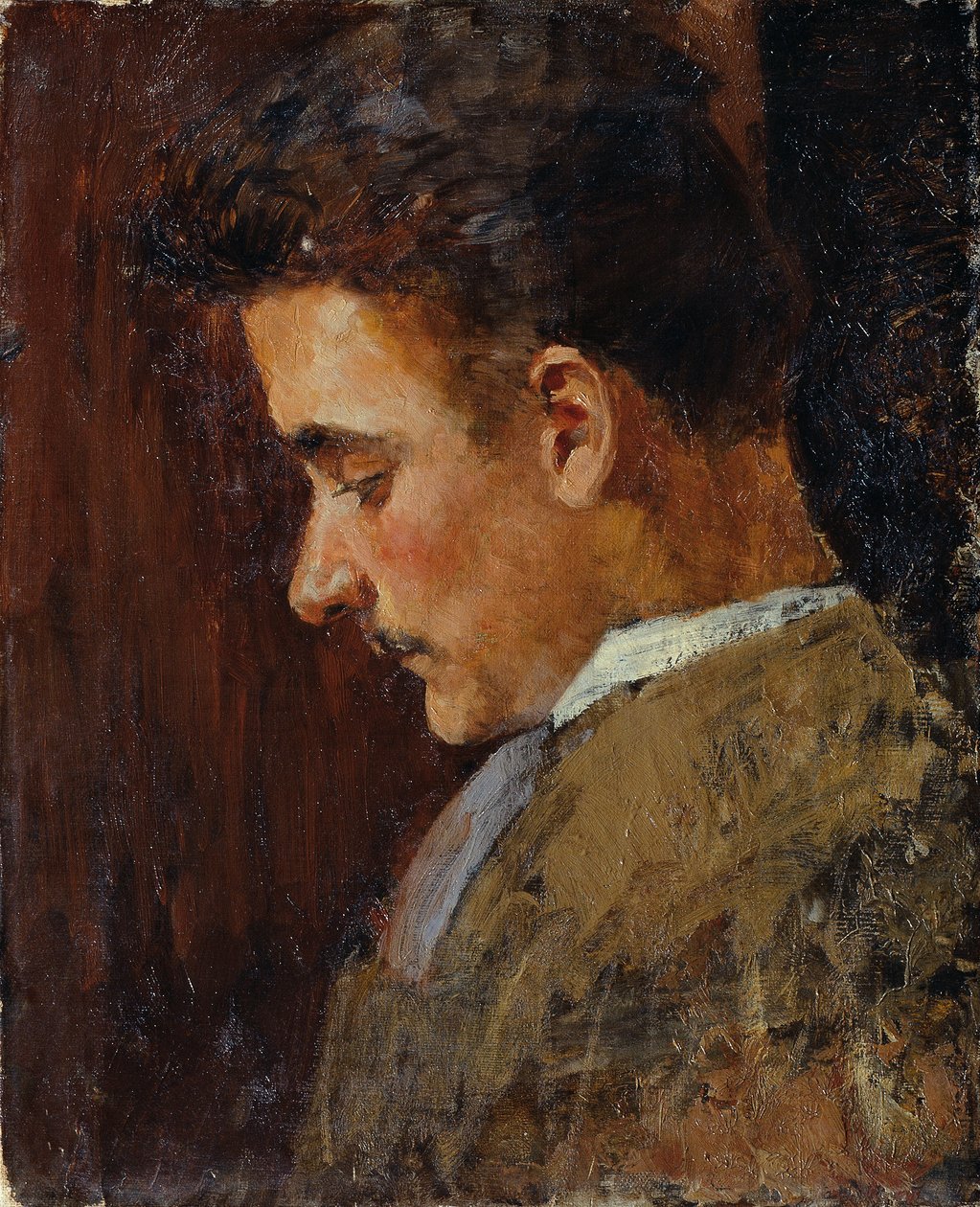 Rudolf Steindl fiatalkori portréja, a művész sógora alkotó: Koloman Moser