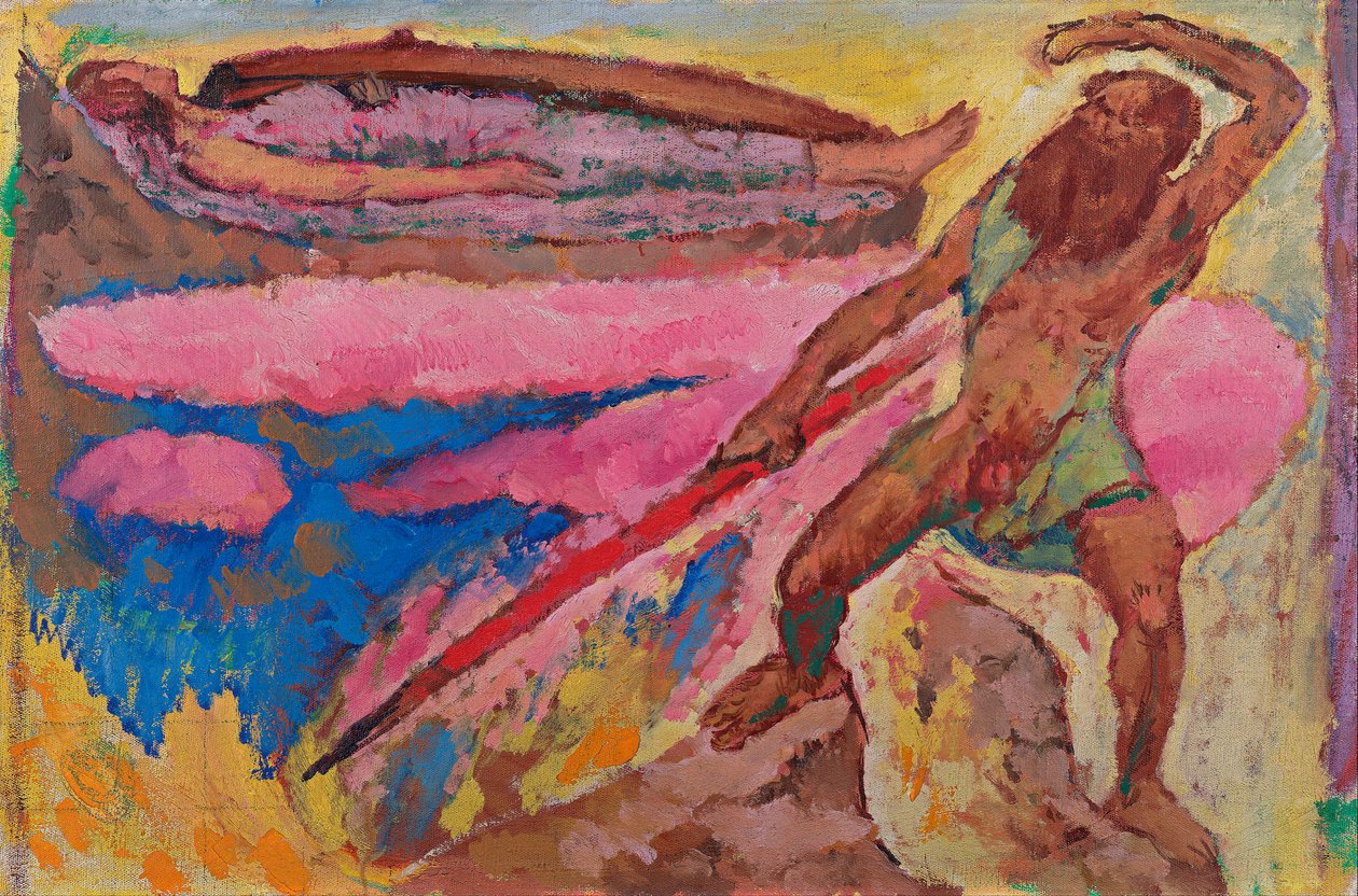 Odin (Wotan) és Brunnhilde isten - Koloman Moser (1868-1918) festménye, 1916 körül, olaj, vászon - Wotan és Brunnhilde - Koloman Moser (1868-1918) olaj, vászon, kb 1916 - 50,5x7. - Leopold Múzeum, Bécs alkotó: Koloman Moser