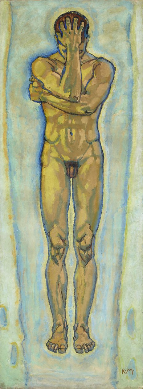 Férfi akt sárga és kék, c. 1913. alkotó: Koloman Moser