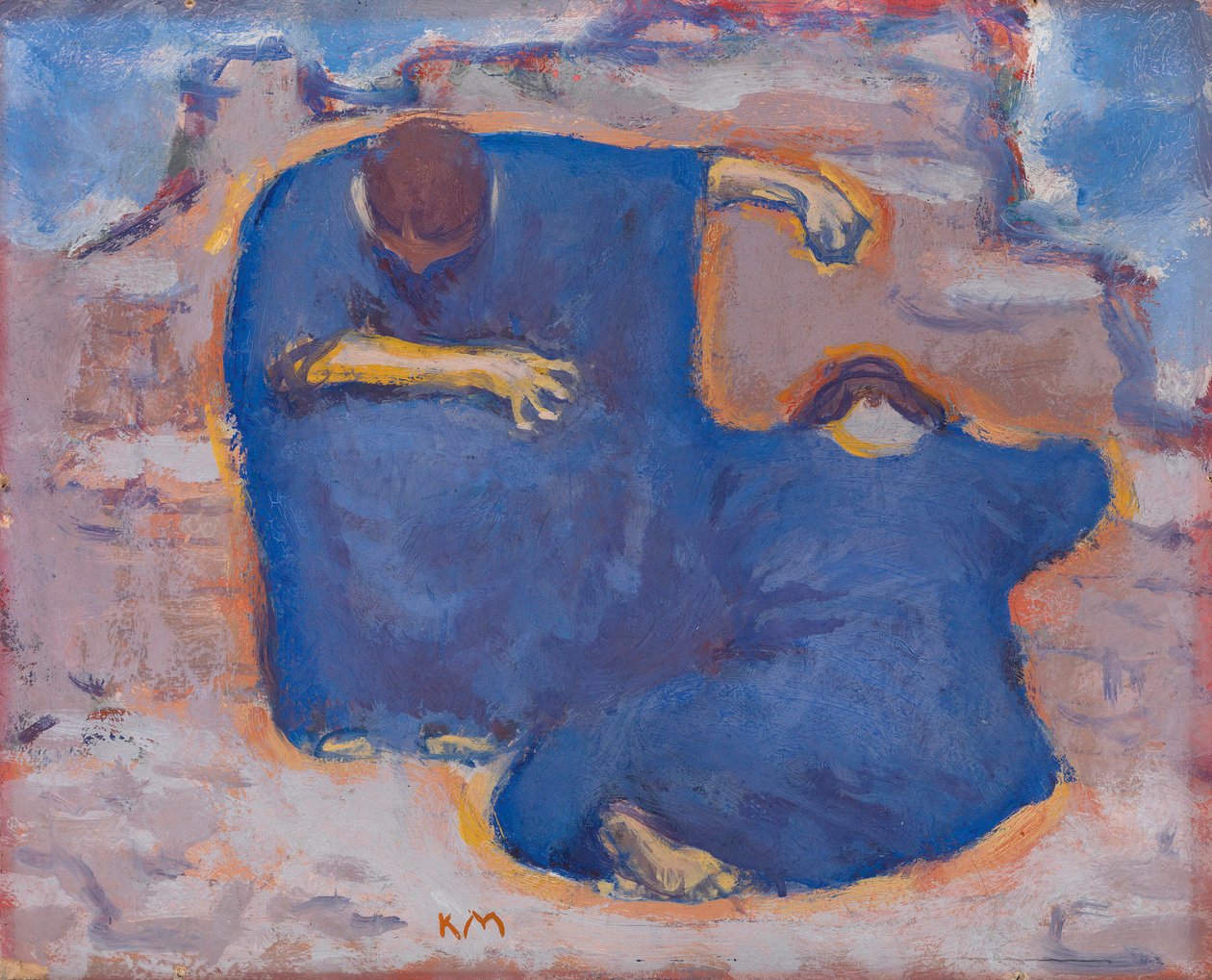 ""Pleureuses"" (Gyászoló nők) - Koloman Moser (1868-1918) festménye 1913 körül - Olaj, karton - Méret 28x34,5 cm Magángyűjtemény alkotó: Koloman Moser