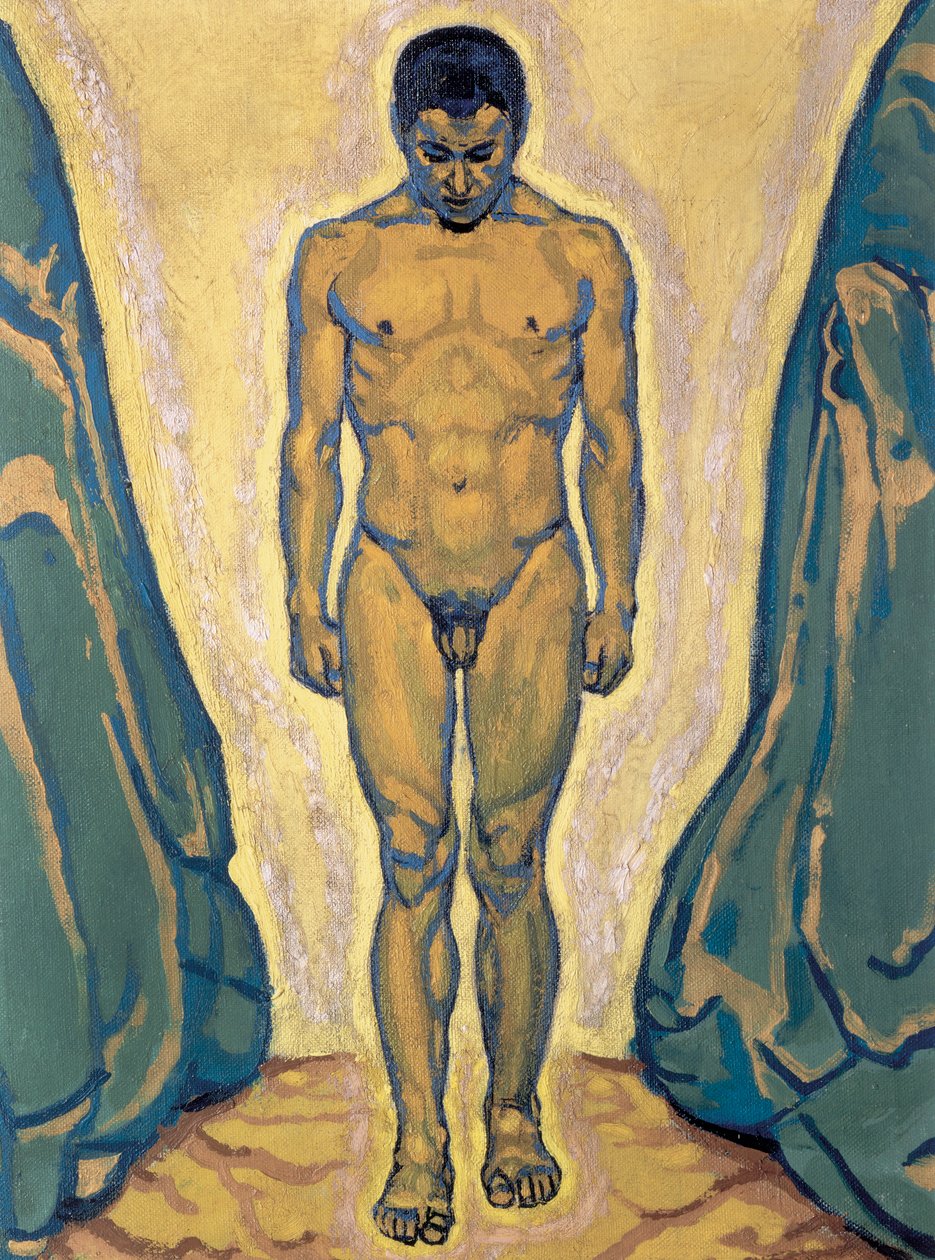 Stehender Jüngling - Álló fiatalember ... (olaj, vászon) alkotó: Koloman Moser