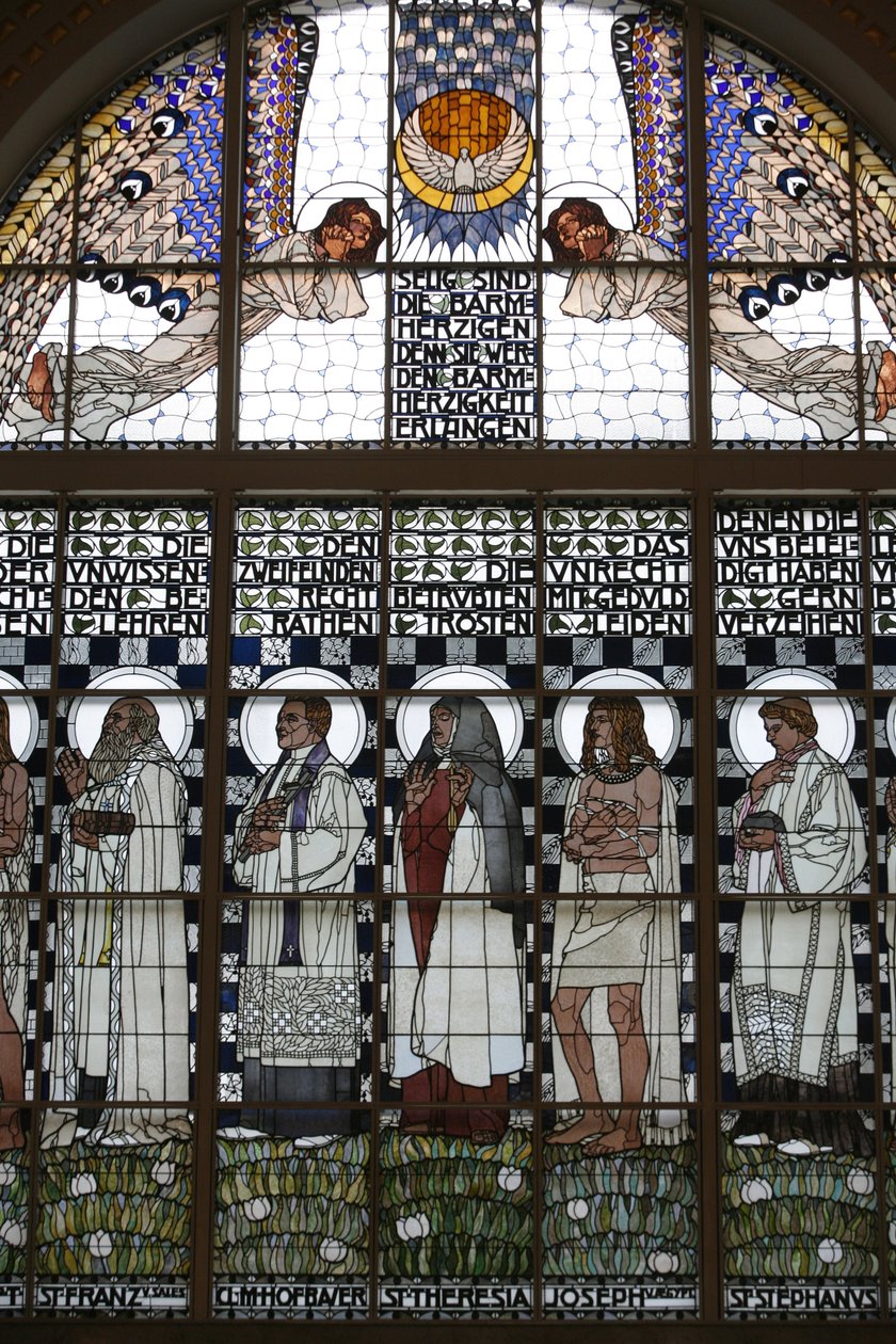 ólomüveg az Am Steinhof templomról (Leopold templom), Bécs, Ausztria (fotó) alkotó: Koloman Moser