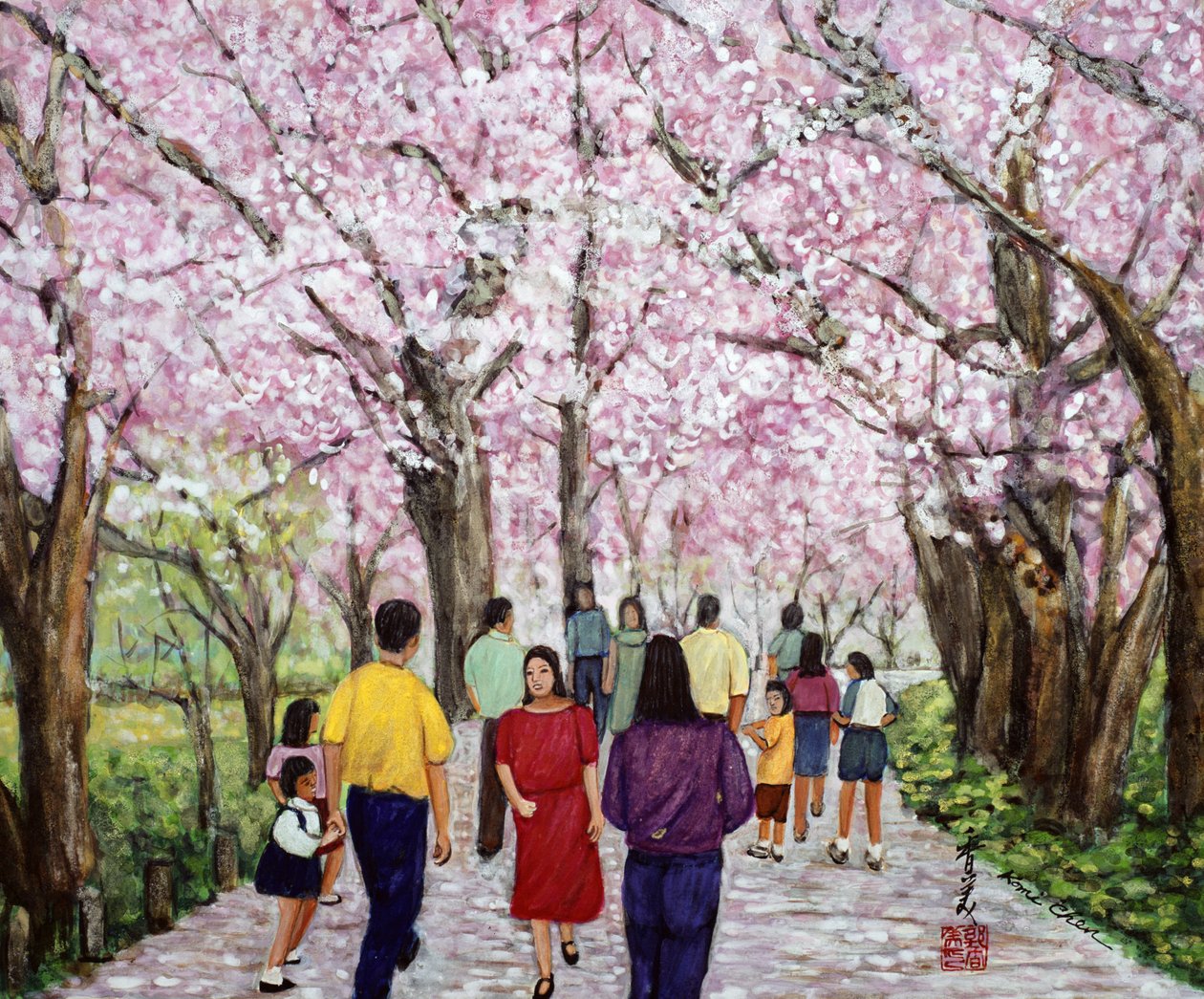 Gyönyörű fényes tavasz, 1994 (guache, selyem) alkotó: Komi Chen