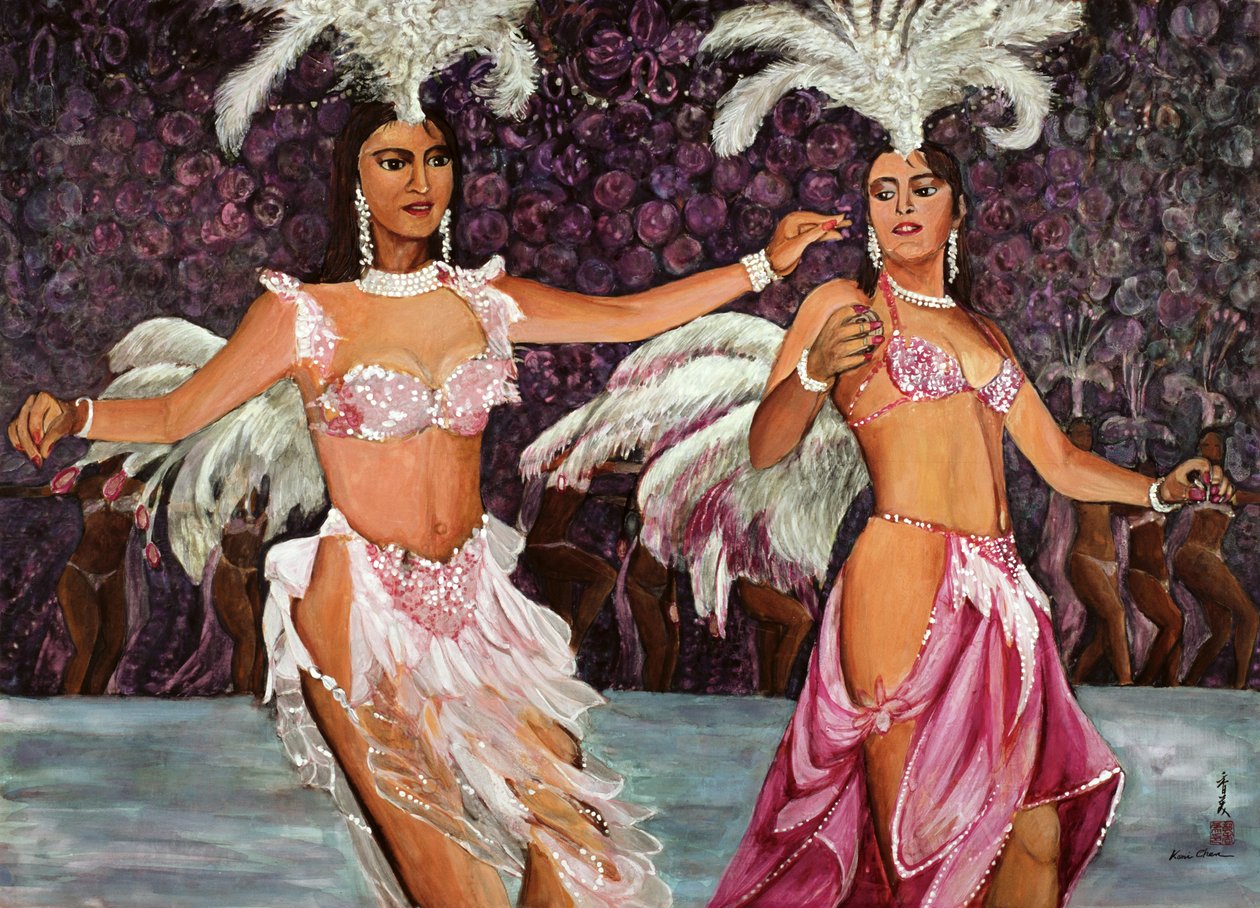 Hastáncosok, 1987 (guache, selyem) alkotó: Komi Chen