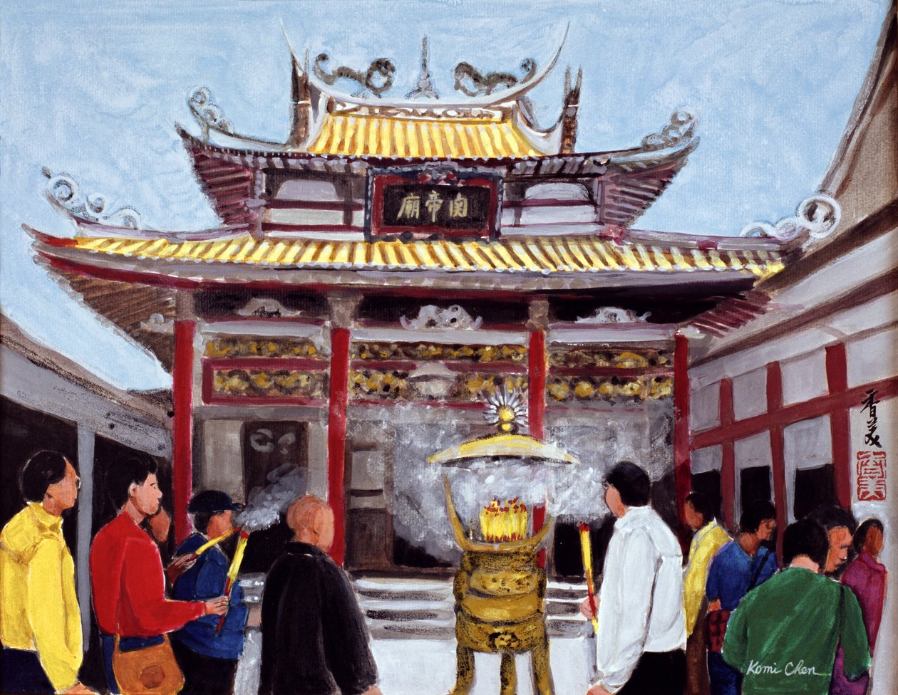 Kívánj kívánságot, 1990 (gouache rizspapíron) alkotó: Komi Chen