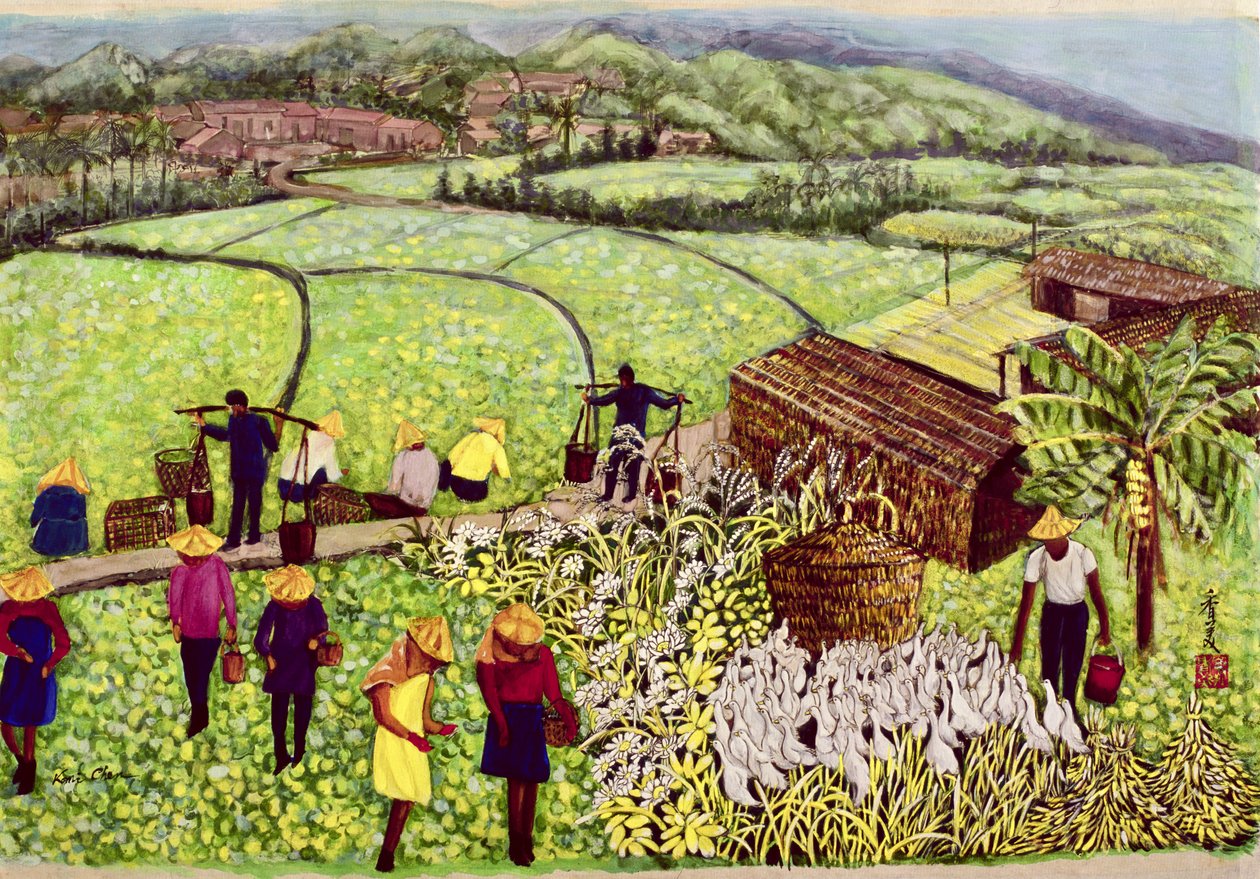 Pastoral, 1992 (guache, selyem) alkotó: Komi Chen