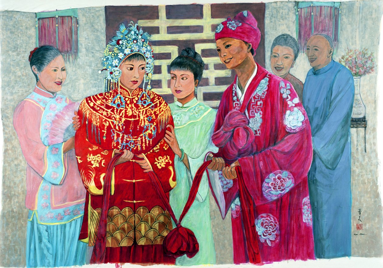Az esküvő napja, 2006 (guache, selyem) alkotó: Komi Chen