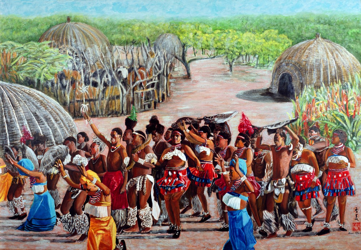 Zulu ünnepe, 1989 (gouache rizspapíron) alkotó: Komi Chen