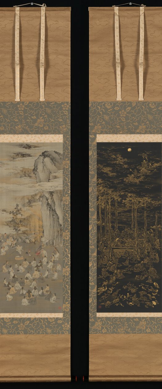 Amaterasu napistennő kicsalogatása a barlangból, A történelmi Buddha halála..., 19. század vége alkotó: Kono Bairei