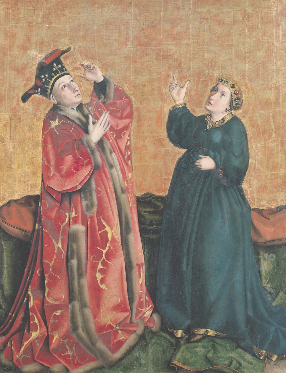 Augustus császár (Kr. e. 63-14) és a Tiburtine-szibilla, az Üdvösség Tükör-oltárképéből, 1435 körül alkotó: Konrad Witz