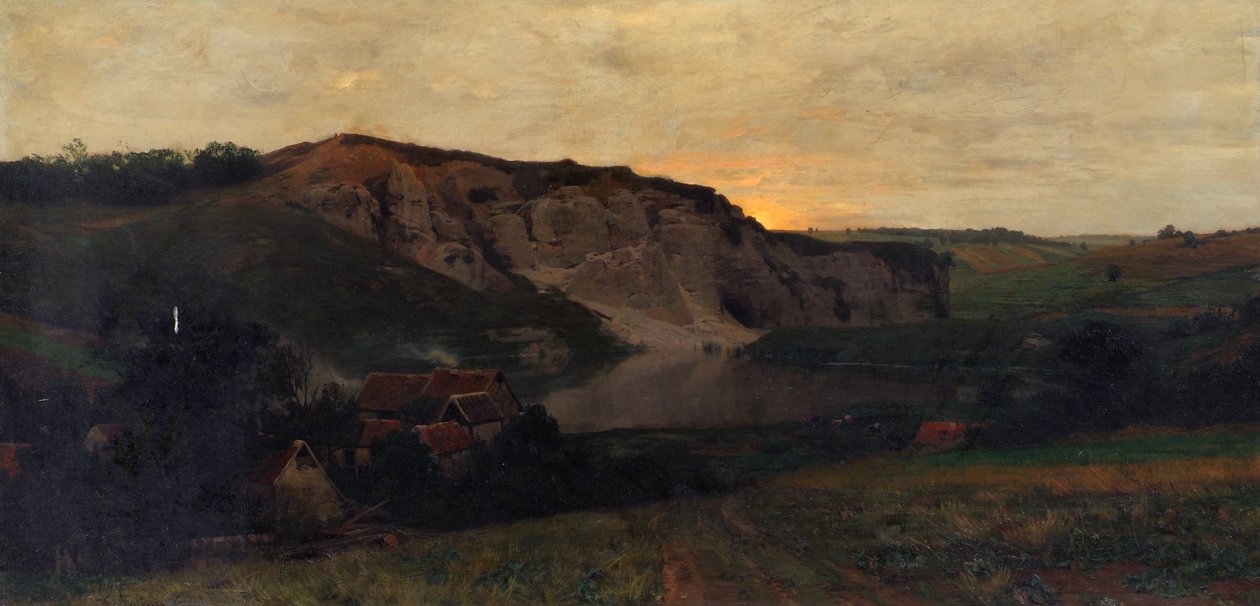 Sziklás táj egy tóval alkotó: Konrad Ludwig Lessing