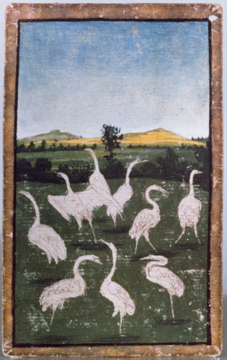 Gémek a mezőn, az udvari sólyomkodás jeleneteit ábrázoló játékkártyakészlet egyike, Upper Rhein Area, 1440-45 körül (toll és tinta, wc) (lásd még: 88300-04) alkotó: Konrad Witz