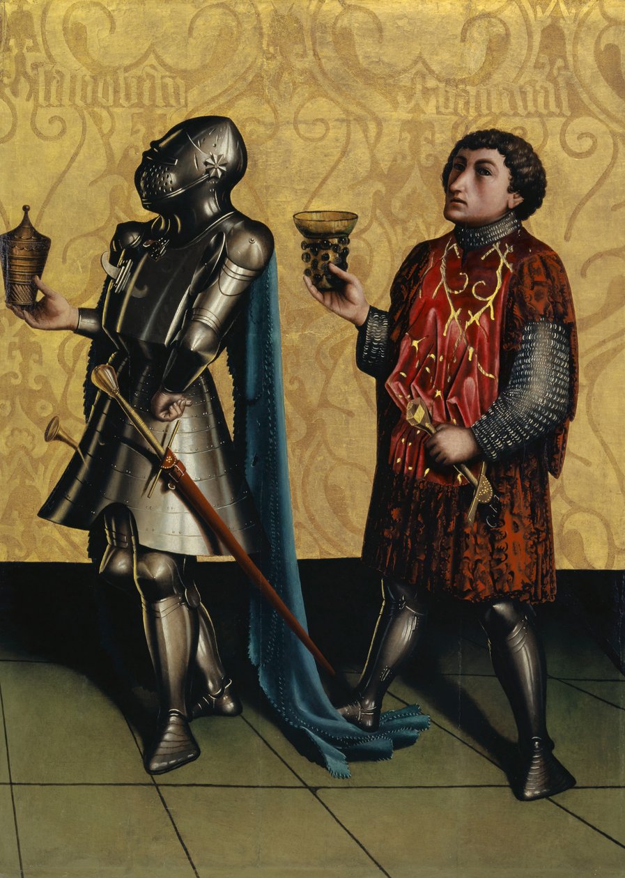 Sibbecai és Benaiah a Heilspiegel-oltárról, 1435 körül (vegyes technika tölgyfa panelen) alkotó: Konrad Witz