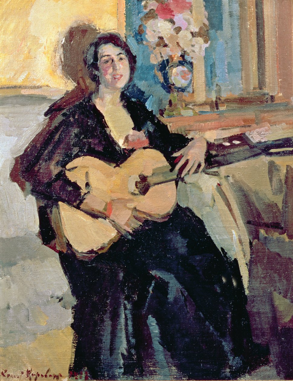 Hölgy gitárral, 1911 alkotó: Konstantin Alekseevich Korovin