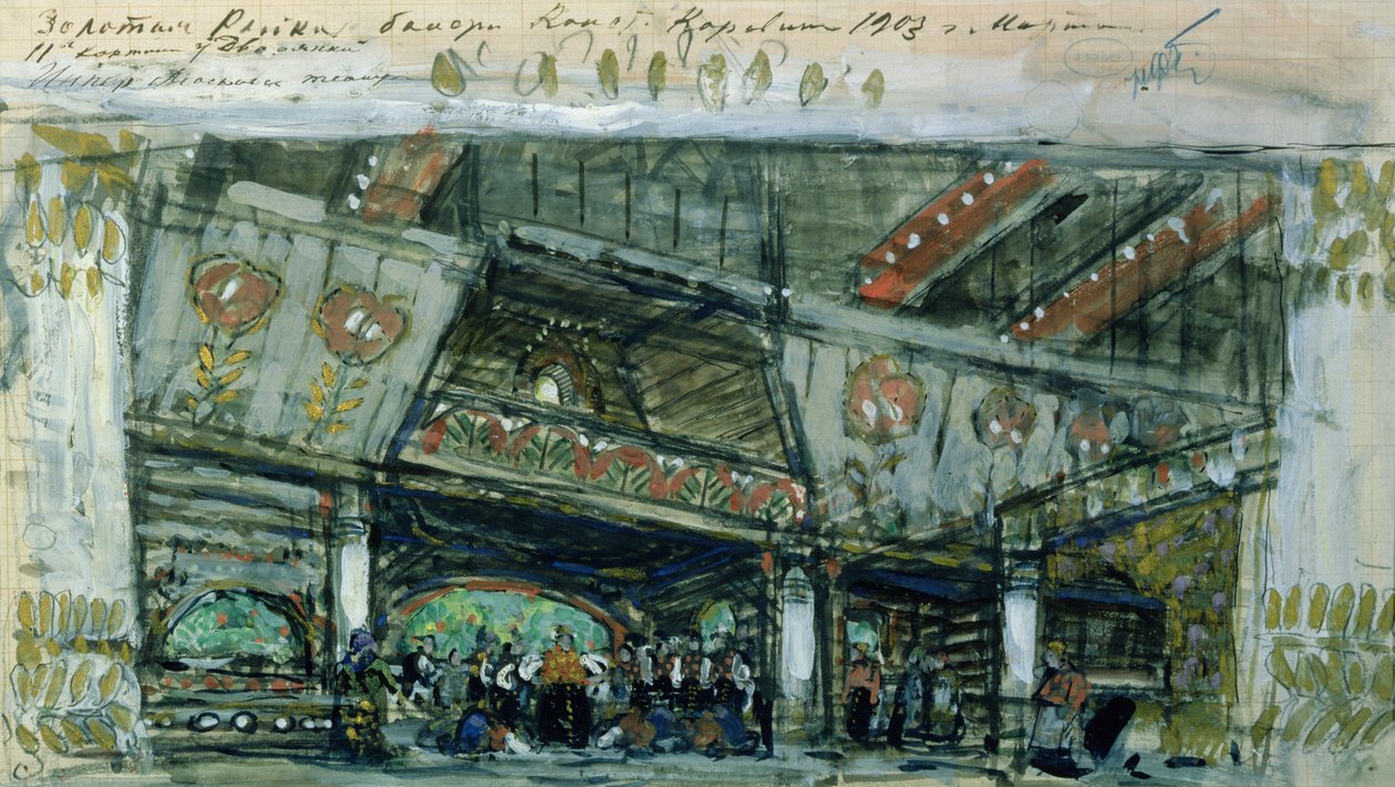 Vázlat az Aranyhal című baletthez, Ludwig Minkus (1826-1917), 1903 alkotó: Konstantin Alekseevich Korovin