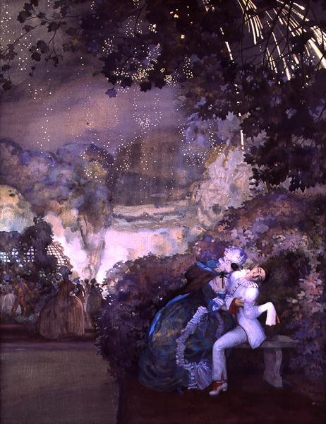Tűzijáték, 1910 (wc és gouache vászon) alkotó: Konstantin Andreevic Somov