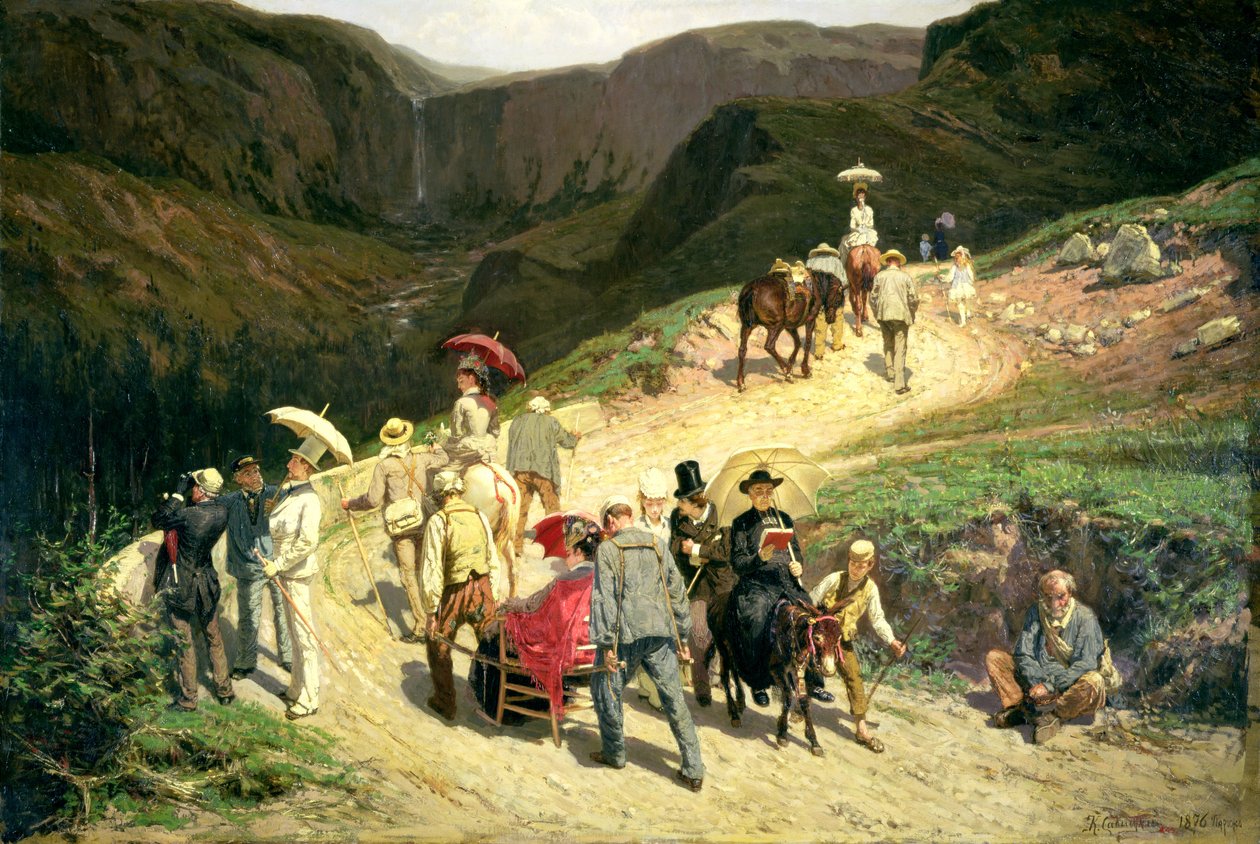Utazók Auvergne-ben, 1876 alkotó: Konstantin Apollonovich Savitsky