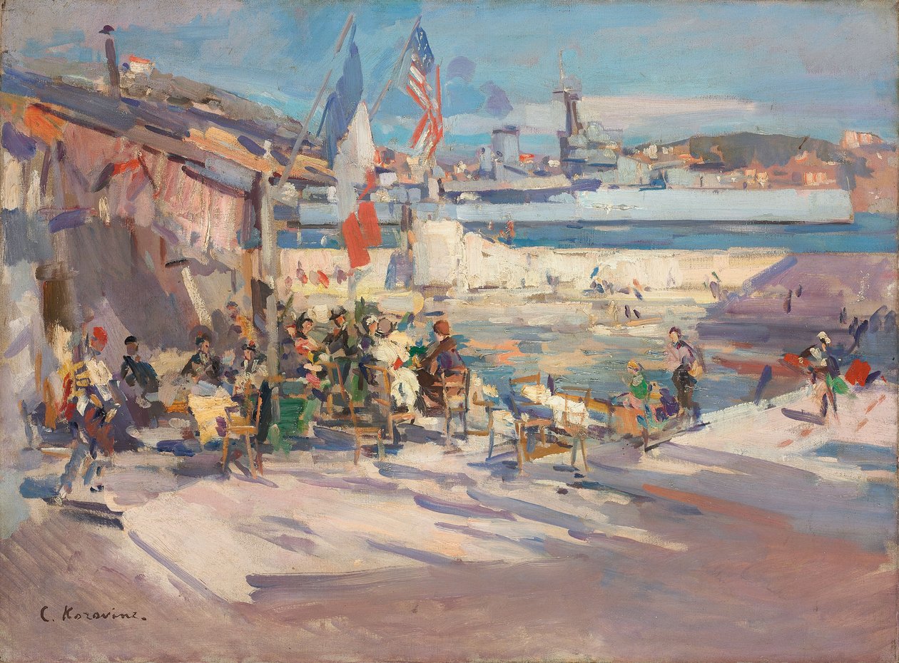 Kávézó egy francia kikötőben alkotó: Konstantin Alekseevich Korovin