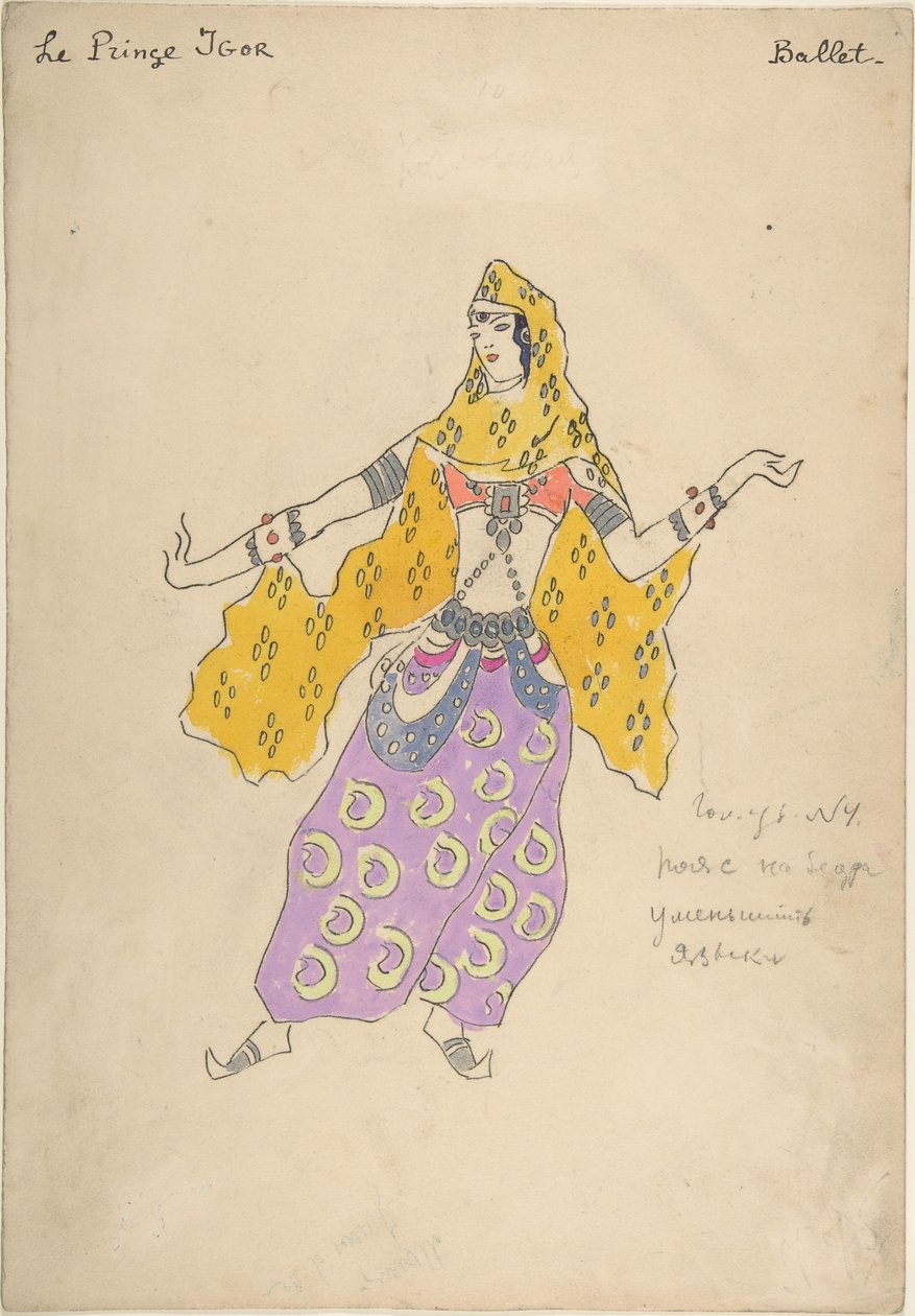 polovci lány. Jelmezterv A. Borodin Igor herceg című operájához, 1909 alkotó: Konstantin Alekseevich Korovin
