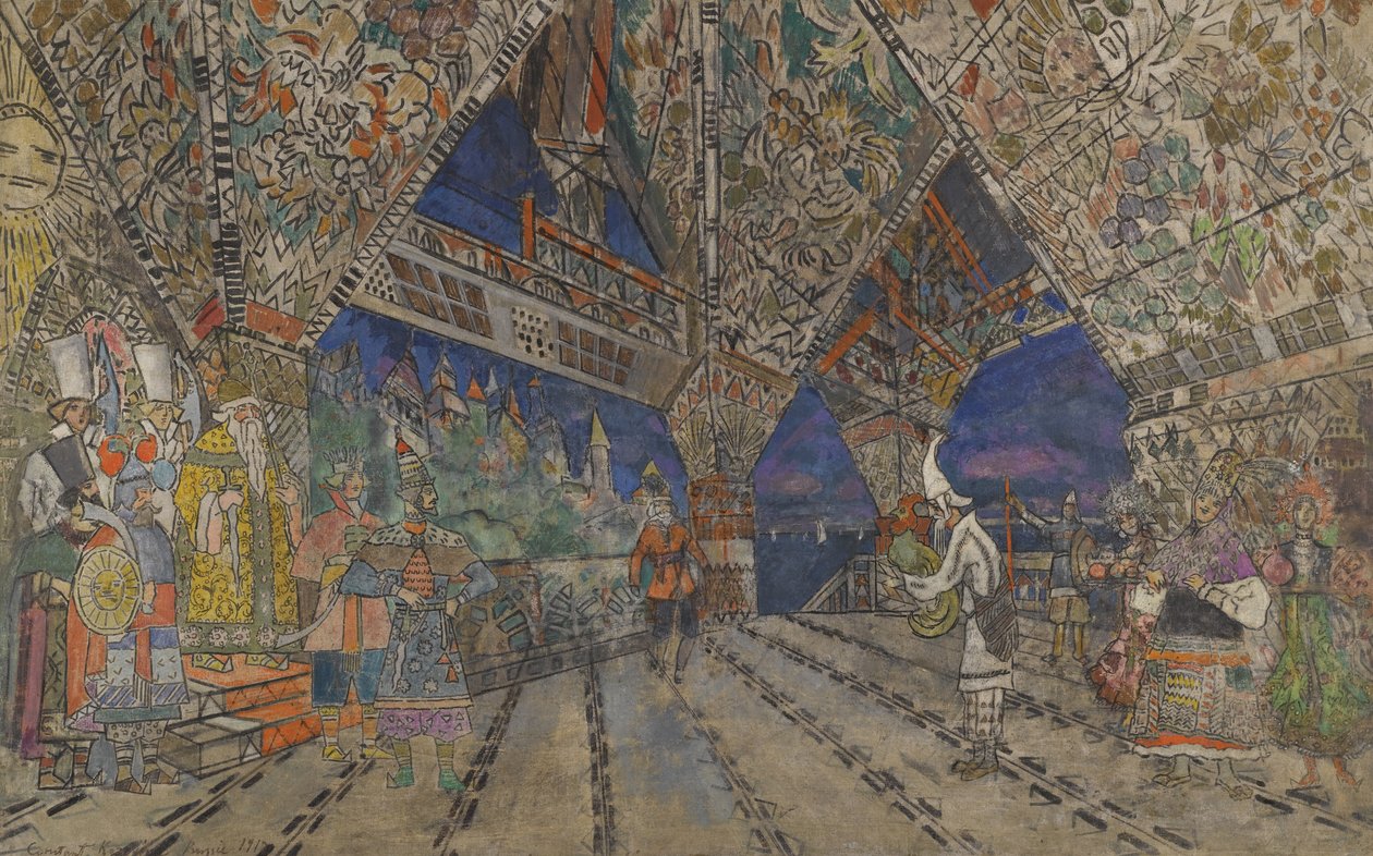 Színpadterv N. Rimszkij-Korszakov Az aranykakas című operájához alkotó: Konstantin Alekseevich Korovin
