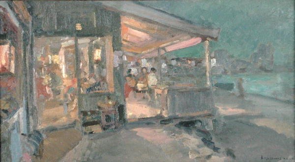 Teaház a Krím-félszigeten alkotó: Konstantin Alekseevich Korovin
