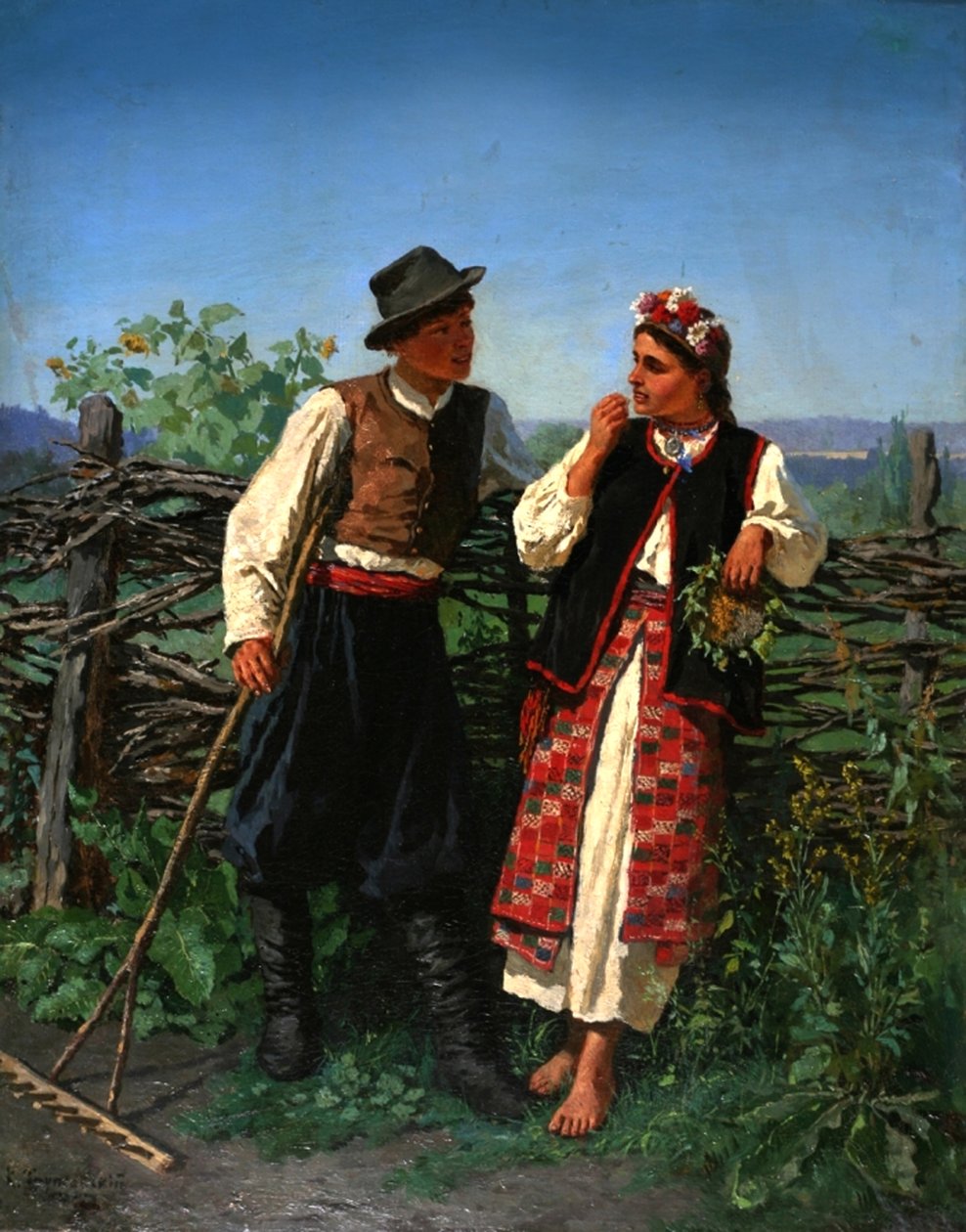 A Wattle-kerítésnél, 1863 alkotó: Konstantin Alexandrovich Trutovsky