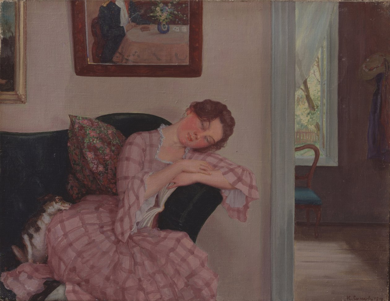 Egy alvó hölgy rózsaszínben alkotó: Konstantin Andreevic Somov