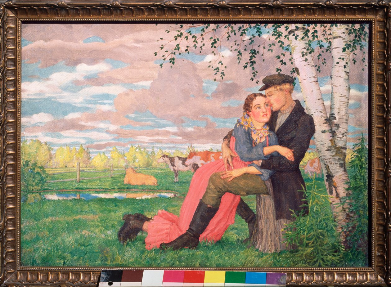 Szerelmesek (Lovers) – Konstantin (Konsztantyin) Andrejevics Somov (1869-1939) festménye, olaj, vászon alkotó: Konstantin Andreevic Somov