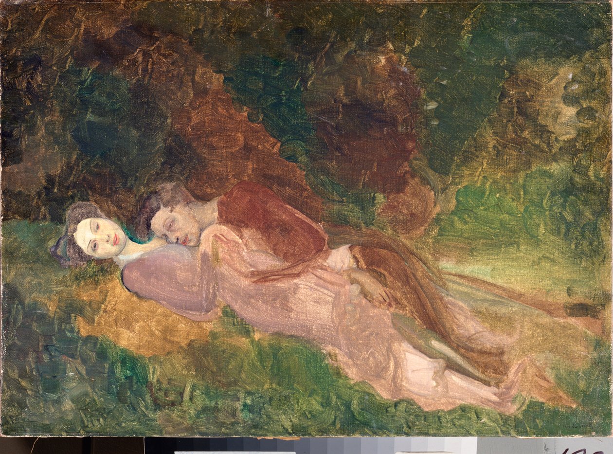 Szerelmesek (Lovers) – Konstantin (Konstantin) Andrejevics Somov (1869-1939) festménye, olaj, vászon alkotó: Konstantin Andreevic Somov