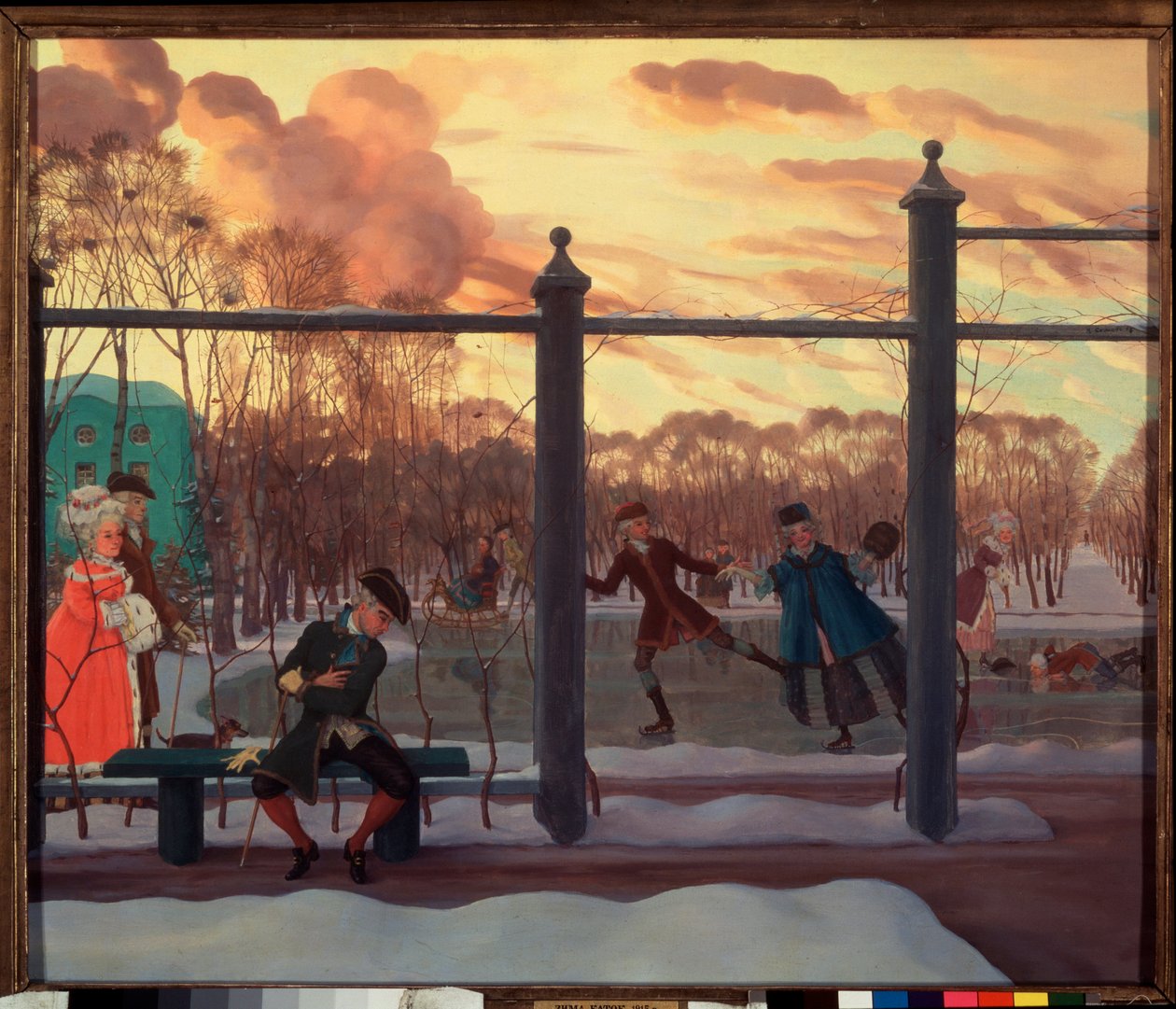 Téli. Jégpálya. Konstantin (Konsztantyin) Andrejevics Somov (1869-1939) festménye, olaj, vászon alkotó: Konstantin Andreevic Somov