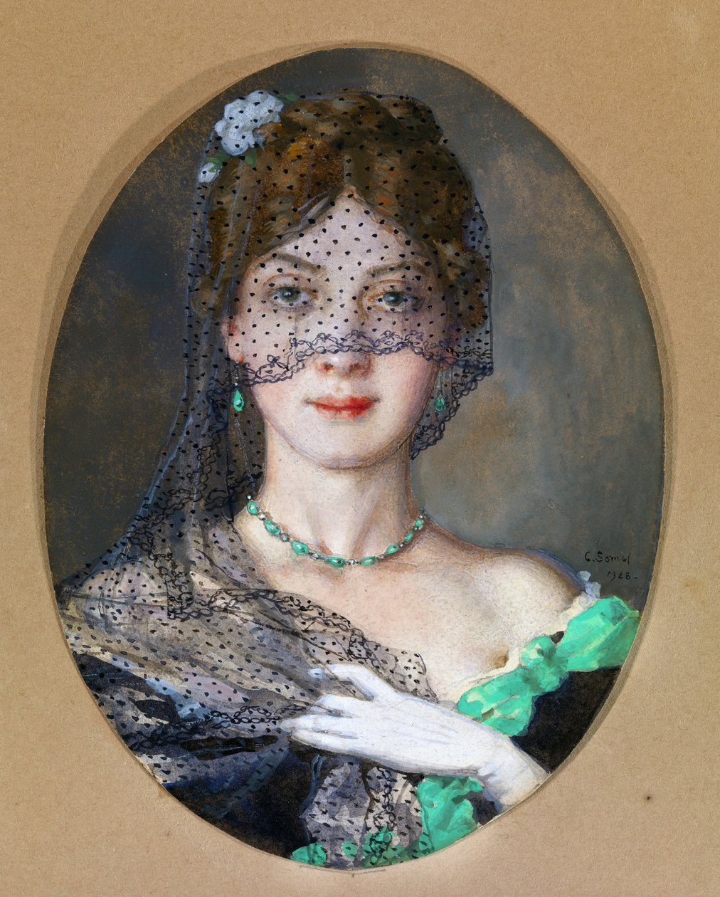 ""A fátyolos hölgy" (Manon Lescaut) 1928 alkotó: Konstantin Andreevic Somov