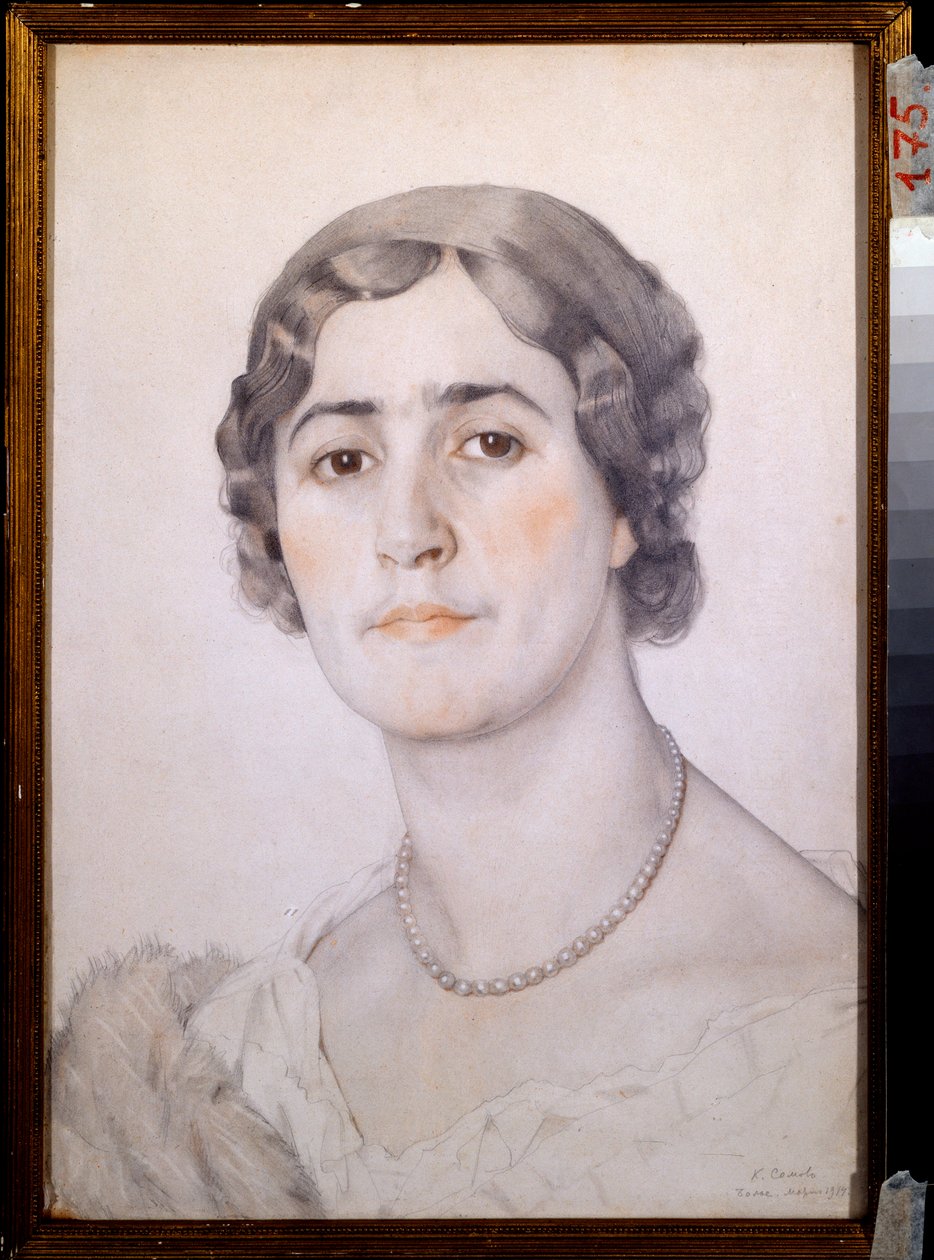 D. G. Karysheva (?) színésznő portréja (D G Karysheva színésznő portréja) - Konsztantyin (Konsztantyin) Andrejevics Somov (1869-1939) munkája, akvarell, szangvinikus és pasztell papíron alkotó: Konstantin Andreevic Somov