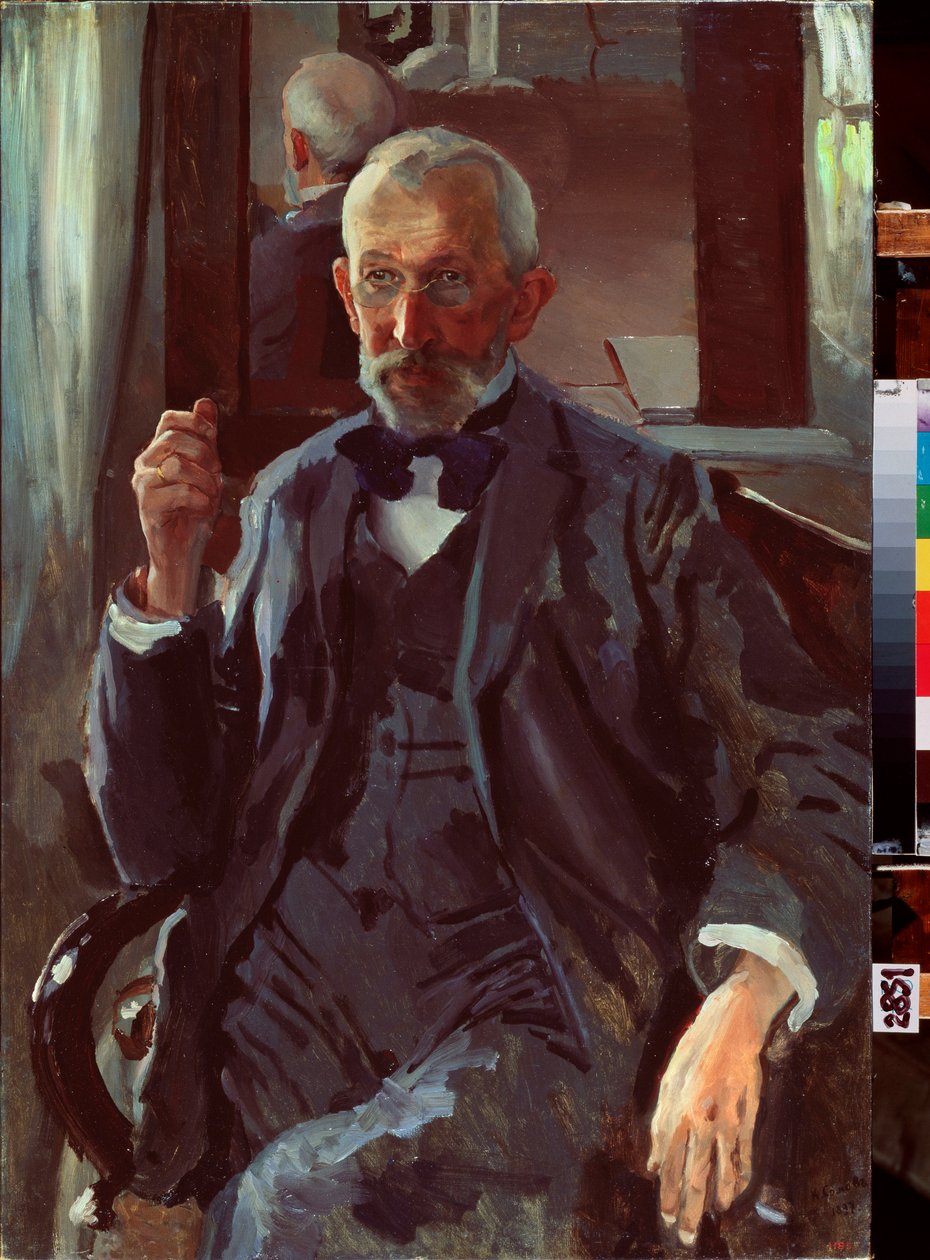Apa portréja. Konstantin (Konsztantin) Andrejevics Somov (1869-1939) festménye, olaj, vászon alkotó: Konstantin Andreevic Somov