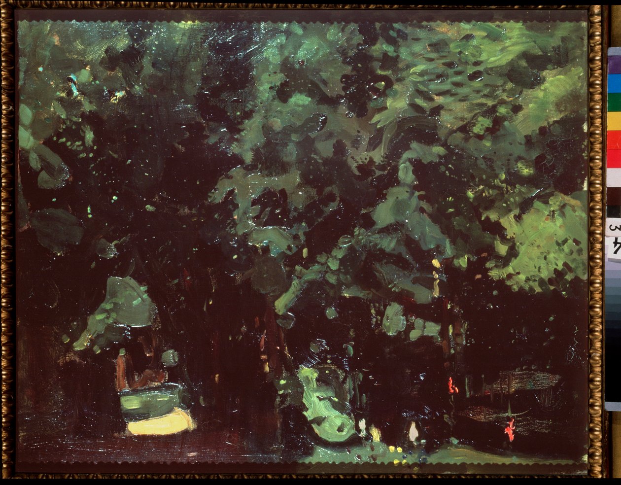A park. Konstantin (Konsztantin) Andrejevics Somov (1869-1939) festménye, olaj, vászon alkotó: Konstantin Andreevic Somov