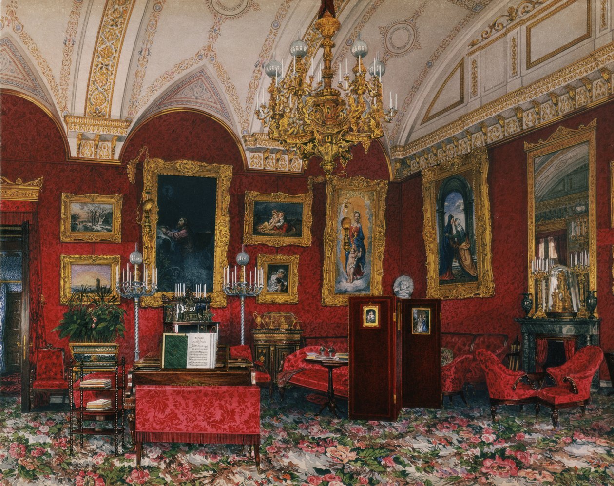 A Téli Palota belső terei. Mária Nyikolajevna nagyhercegnő tanulmánya, 19. század vége. alkotó: Konstantin Andreyevich Ukhtomsky