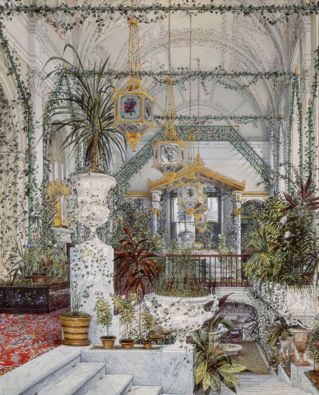A Téli Palota belső terei. Alexandra Fjodorovna császárné téli kertje, 1860-as évek alkotó: Konstantin Andreyevich Ukhtomsky