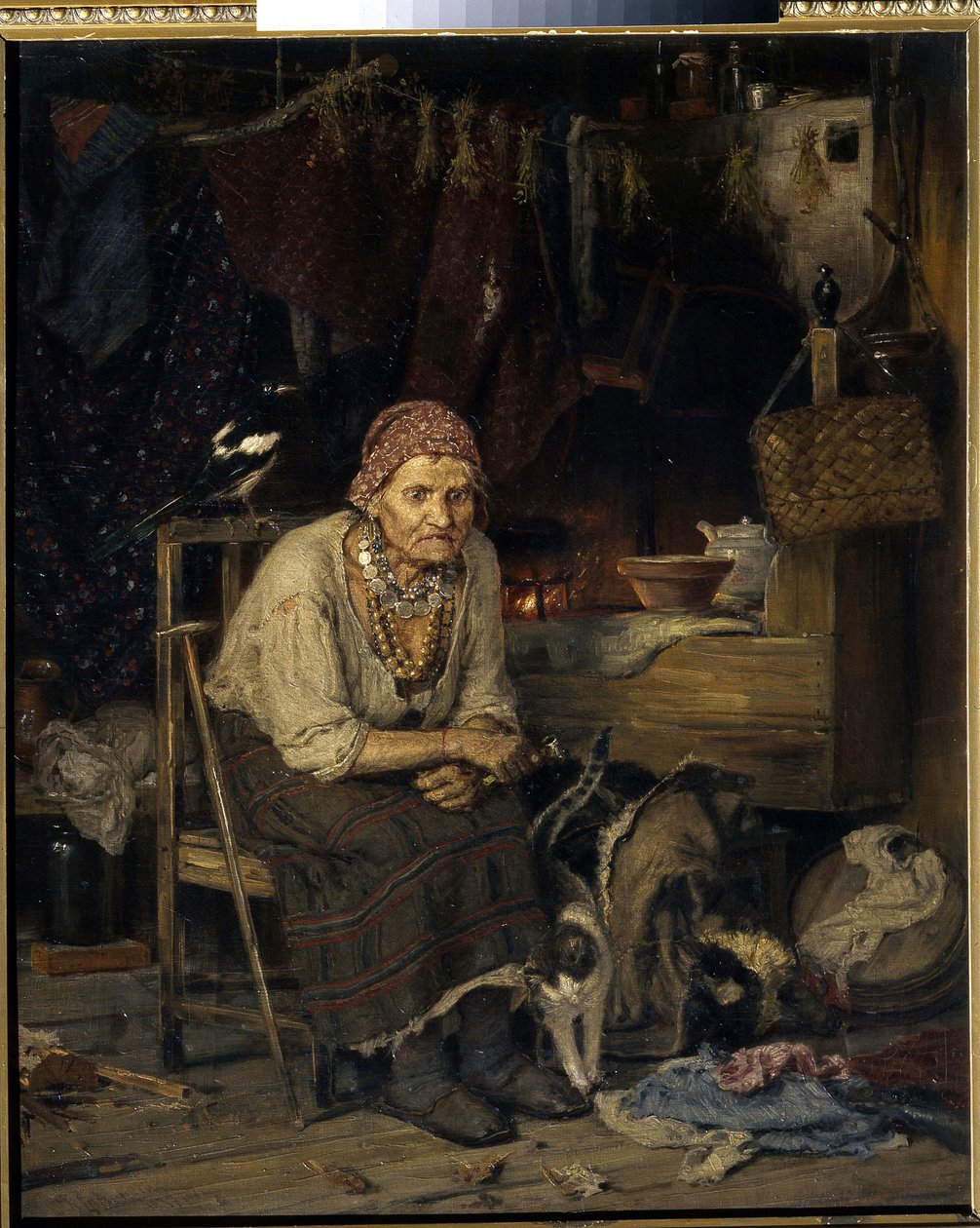 Boszorkány. Konsztantyin Apollonovics Savitsky (1844-1905) festménye, olaj, vászon alkotó: Konstantin Apollonovich Savitsky