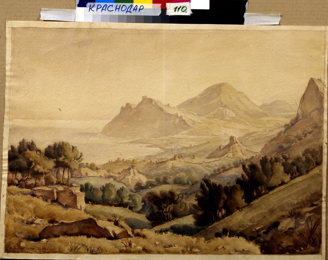 ""Hegyek és városromok tája"" (Ősi város) Konsztantyin Bogajevszkij festménye (1872-1943) Mérete 46x64 cm F Kovalenko Művészeti Múzeum, Krasznodar alkotó: Konstantin Bogayevsky