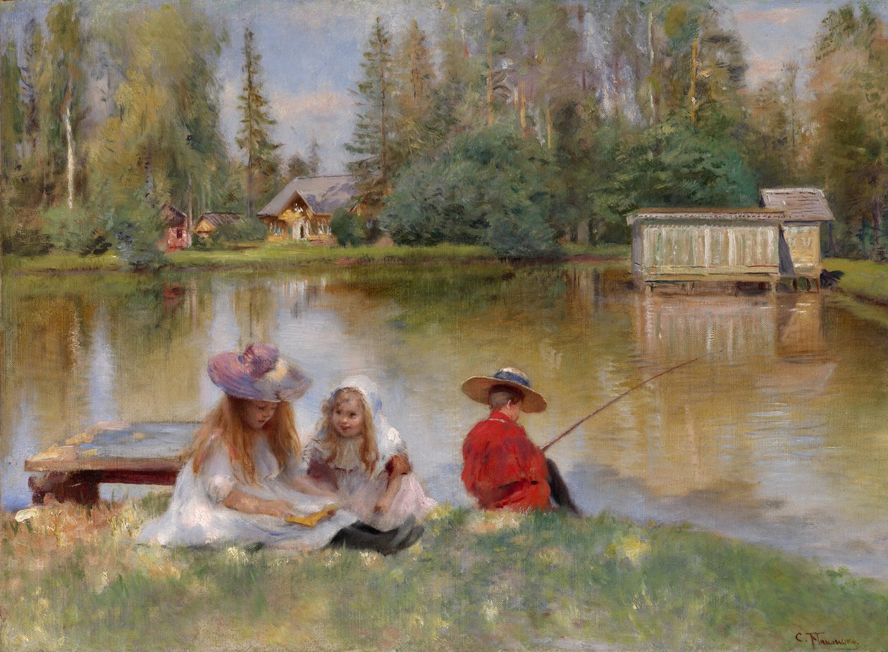 Gyerekek a tó mellett - Makovszkij, Konsztantyin Jegorovics alkotó: Konstantin Egorovich Makovsky