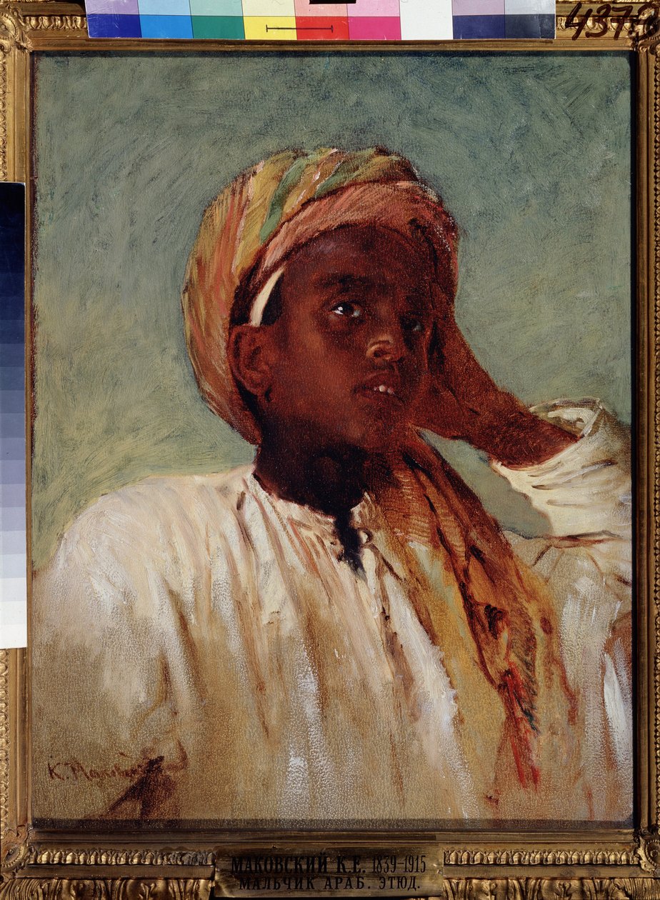 Egy arab garcon (An Arabian Boy). Konsztantyin Jegorovics Makovszkij (Konsztantyin Makovski) (1839-1915) festménye, huile sur toile alkotó: Konstantin Egorovich Makovsky