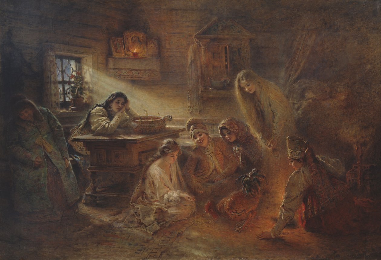 Karácsonyi jóslás alkotó: Konstantin Makovsky