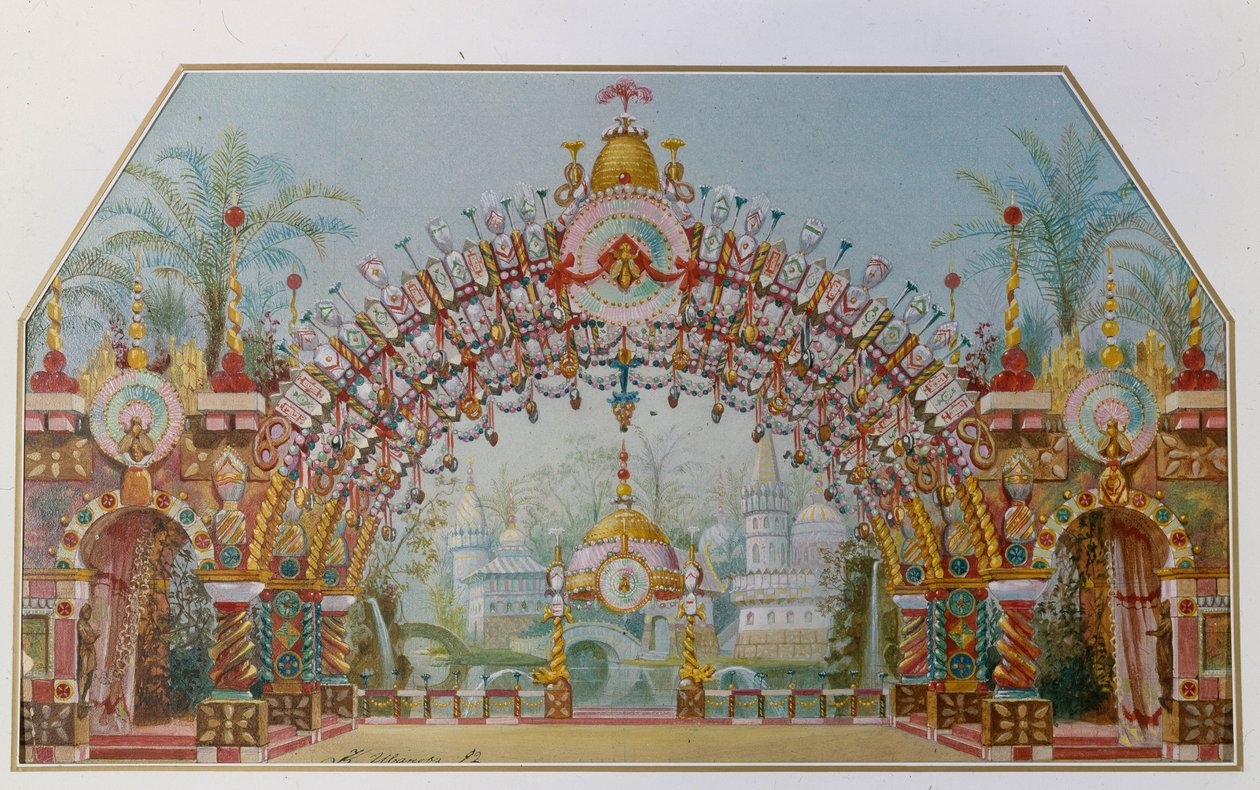 Színpadterv P. Csajkovszkij A diótörő című balettjéhez, 1892 alkotó: Konstantin Matveevich Ivanov