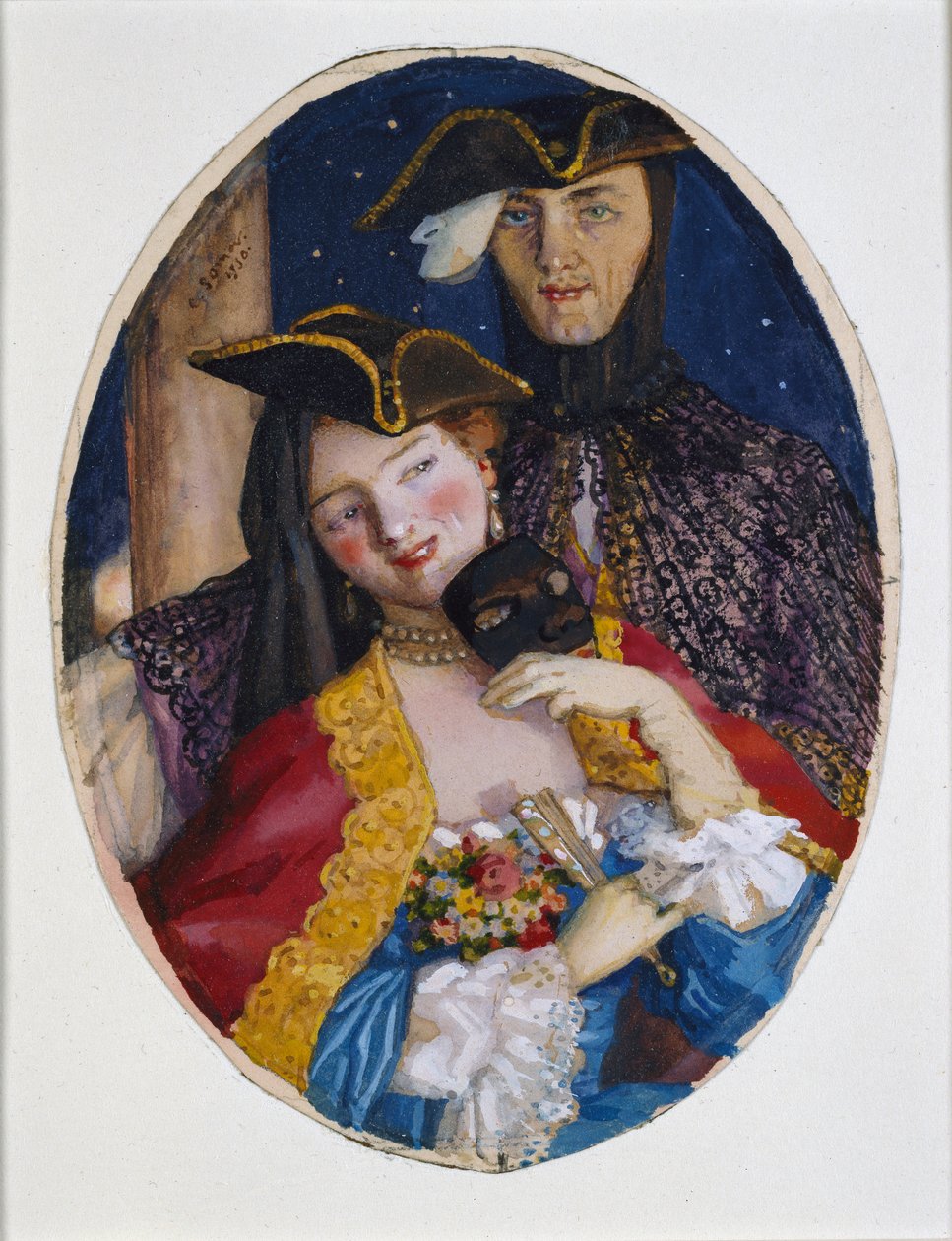Velencei karneválra öltözött pár, 1930 alkotó: Konstantin Somov